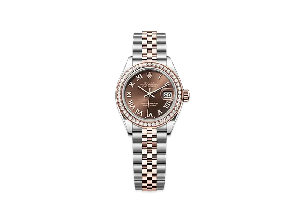 ROLEX Lady-Datejust 28mm Oystersteel & Everose Gold Diamond 279381RBR "Chocolate"