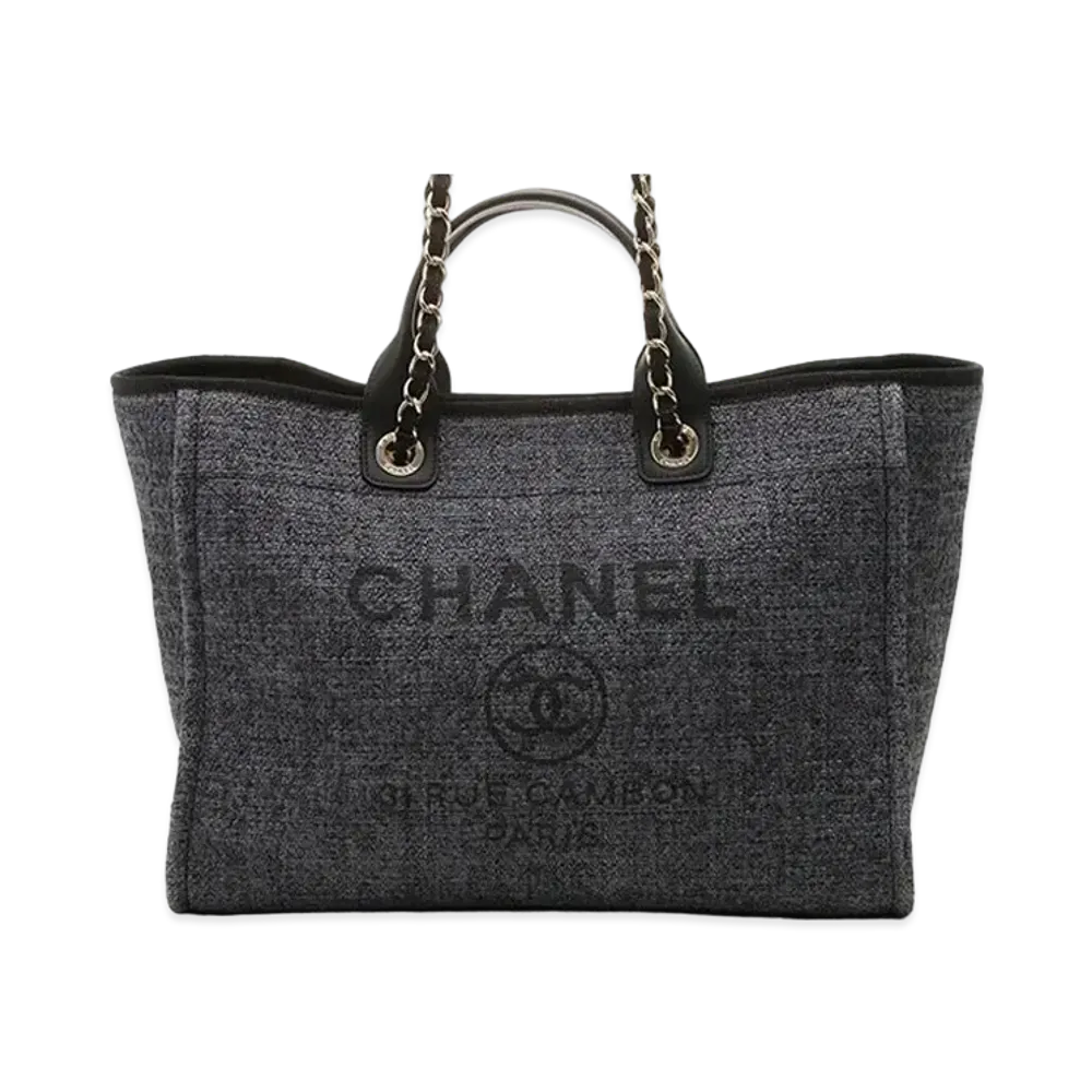 CHANEL Medium Deauville Tote Tweed "Black/Gold"