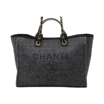 CHANEL Medium Deauville Tote Tweed "Black/Gold"