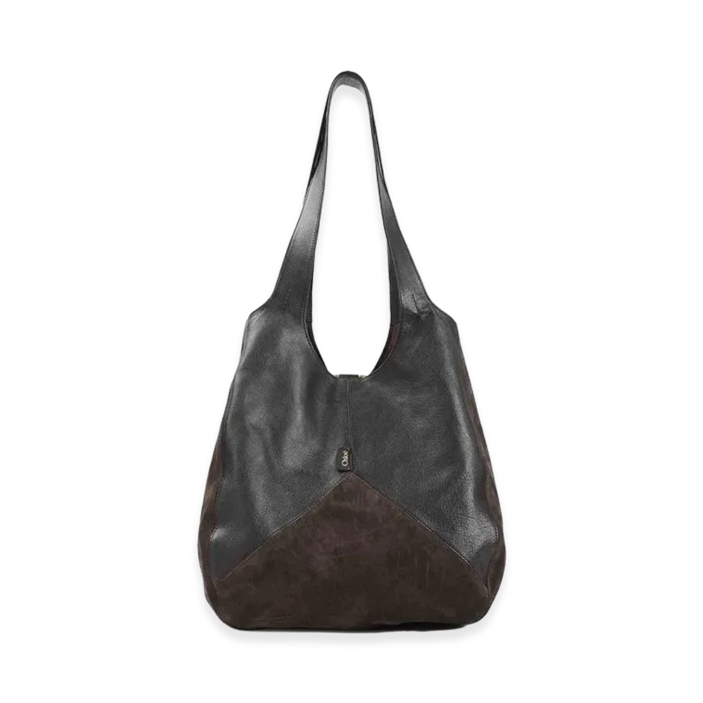 Chloe Women's Suede And Leather Balloon Shopping Bag "Brown"