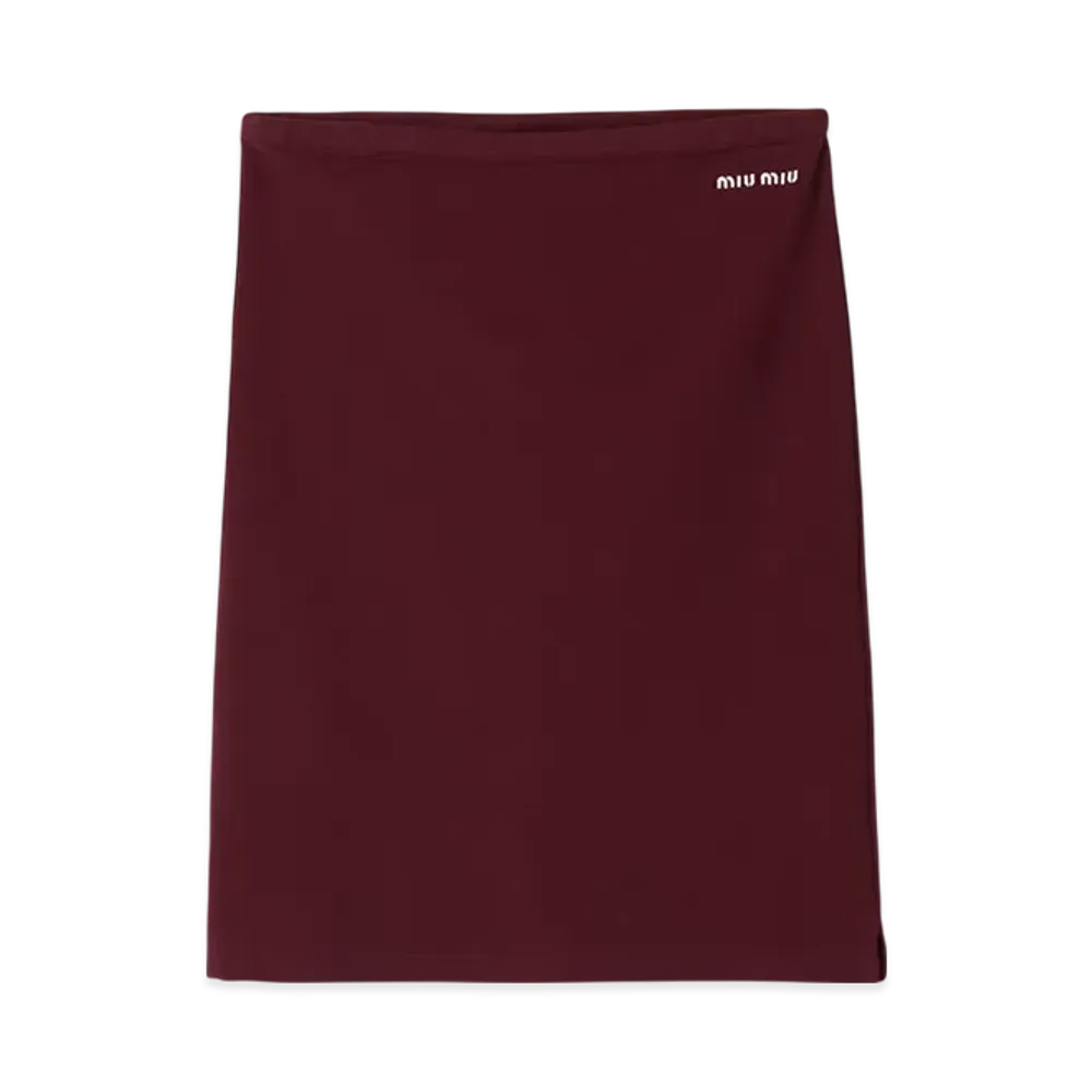 MIU MIU Cotton Pique Skirt "Amaranth Red/Maze Yellow"