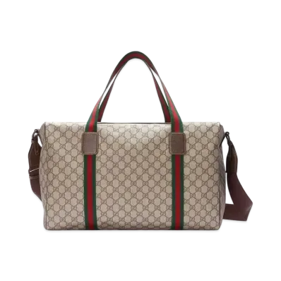 GUCCI Medium Duffle Bag with Web "Beige/Ebony"