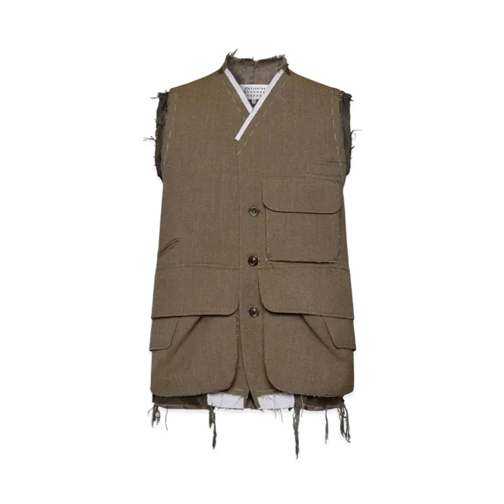 Maison Margiela Men's Sleeveless Wool Jacket "Olive"