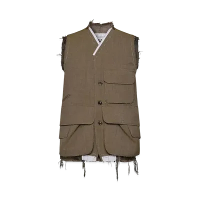 Maison Margiela Men's Sleeveless Wool Jacket "Olive"