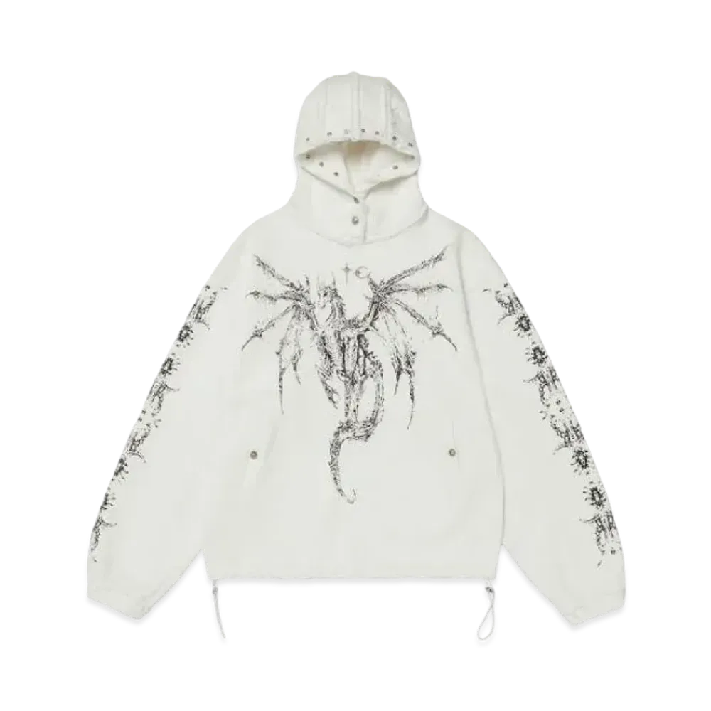 THUG CLUB Dragon Stud Hoodie "White"