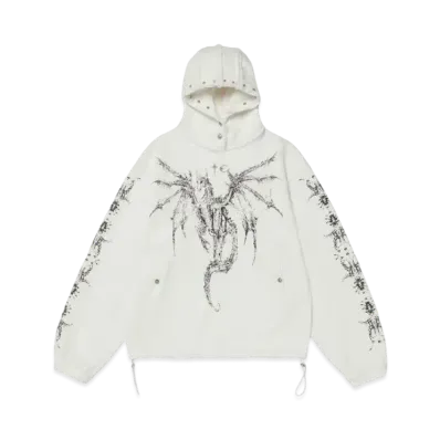 THUG CLUB Dragon Stud Hoodie "White"