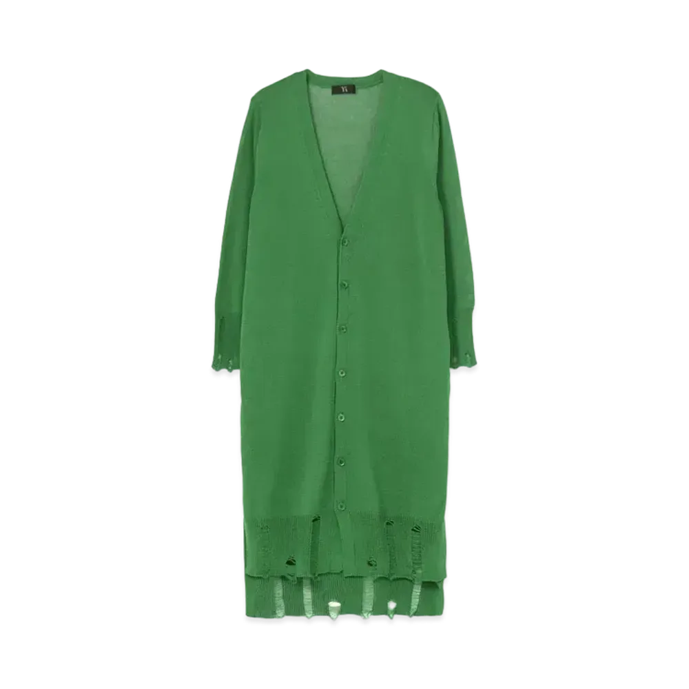 Yohji Yamamoto Y's COTTON POLYESTER WELT PLAIN STITCH LONG SLEEVE LONG CARDIGAN "Green"