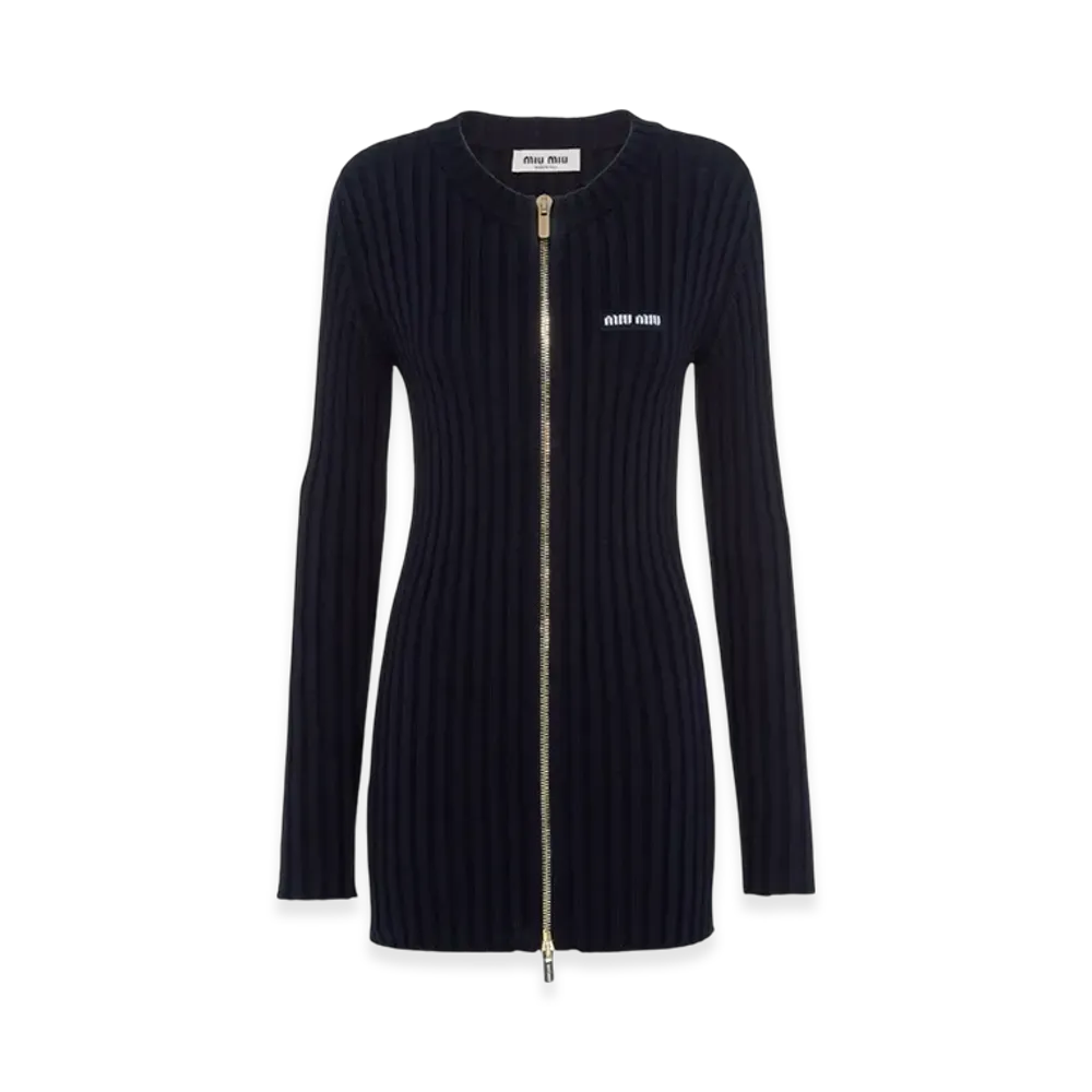 MIU MIU Women's Cotton Knit Cardigan "Blue"