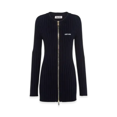 MIU MIU Women's Cotton Knit Cardigan "Blue"