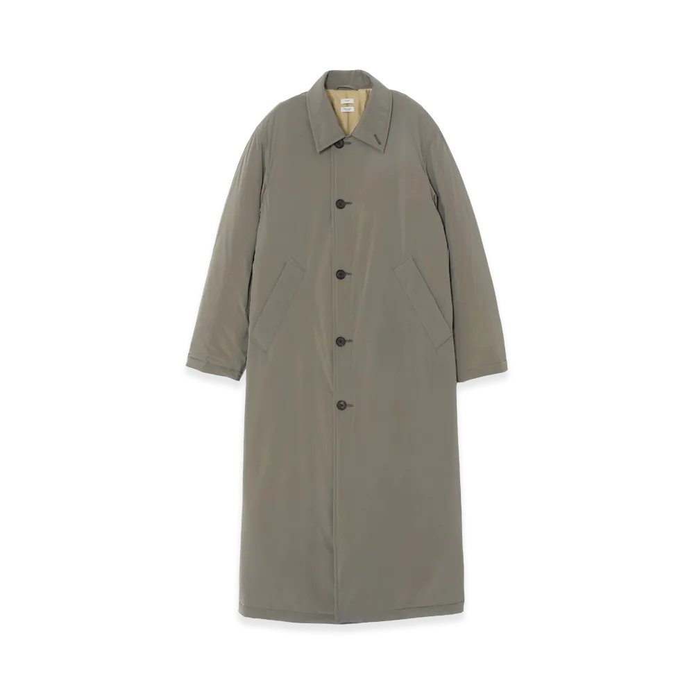 YOKE Super Stretch Recycle Nylon Taffeta Puffer Long Coat "Khaki"