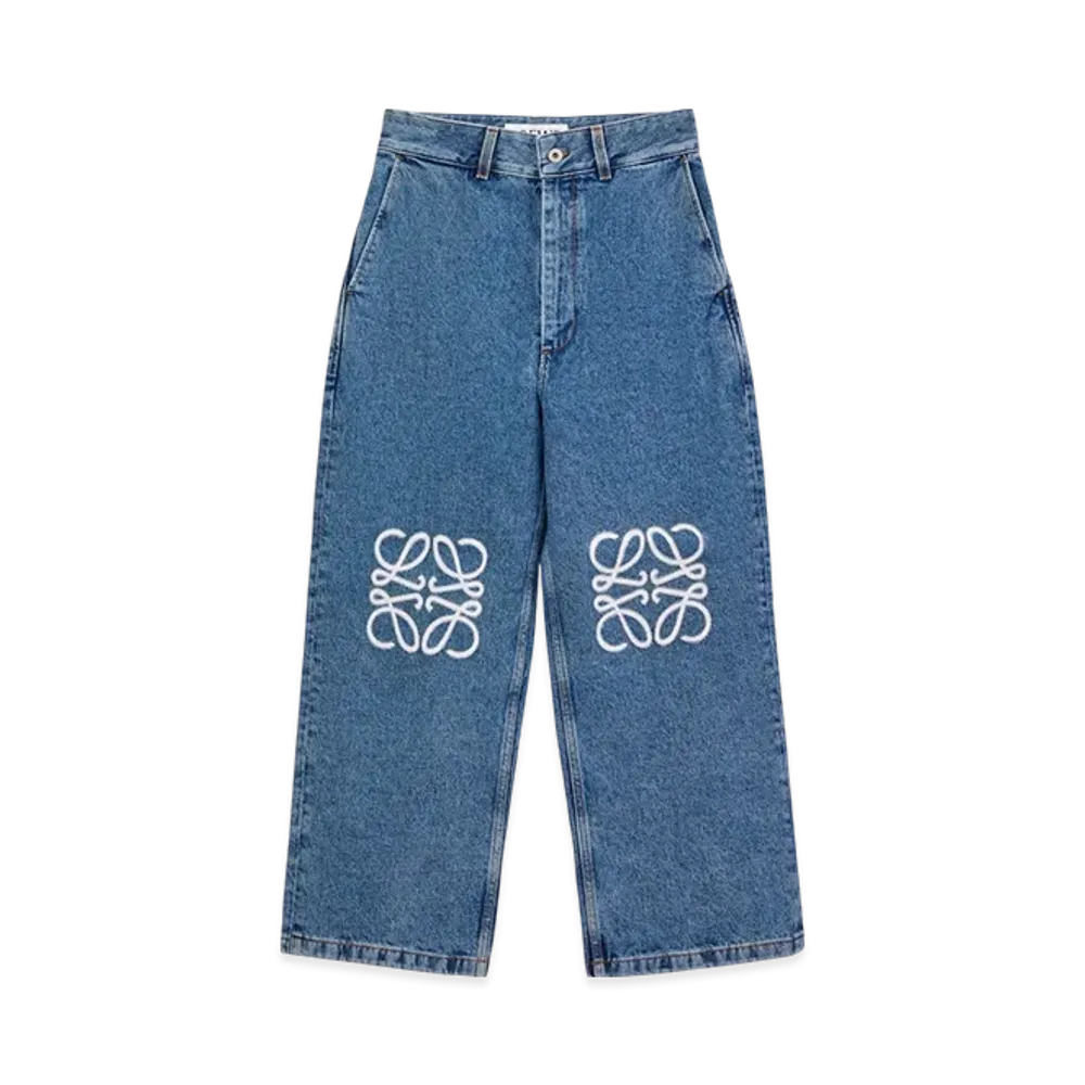 LOEWE Women's Anagram Baggy Denim Jeans "Jeans Blue"