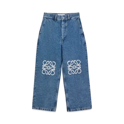 LOEWE Women's Anagram Baggy Denim Jeans "Jeans Blue"