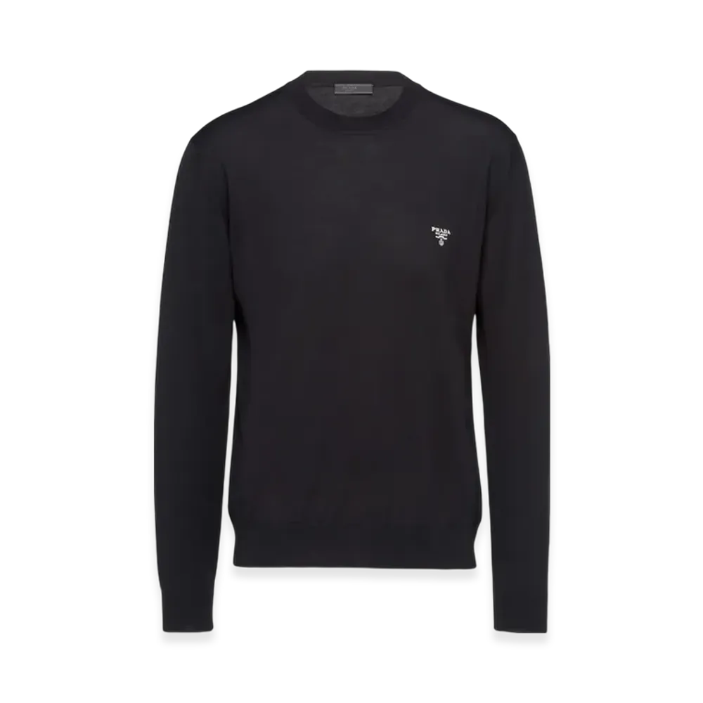 PRADA Superfine Wool Crewneck Sweater "Black"
