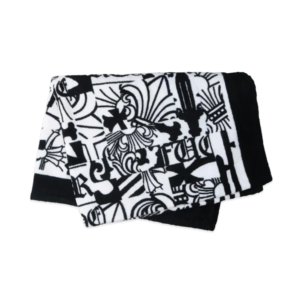Chrome Hearts CH Logo All Over Print Cotton Beach Towel "Black"