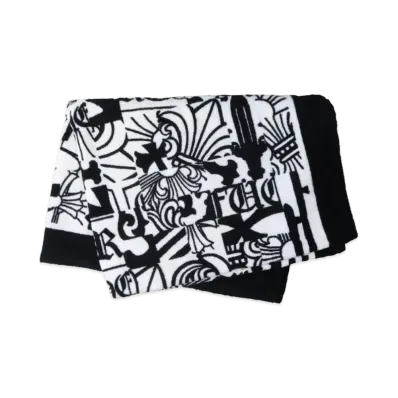 Chrome Hearts CH Logo All Over Print Cotton Beach Towel "Black"