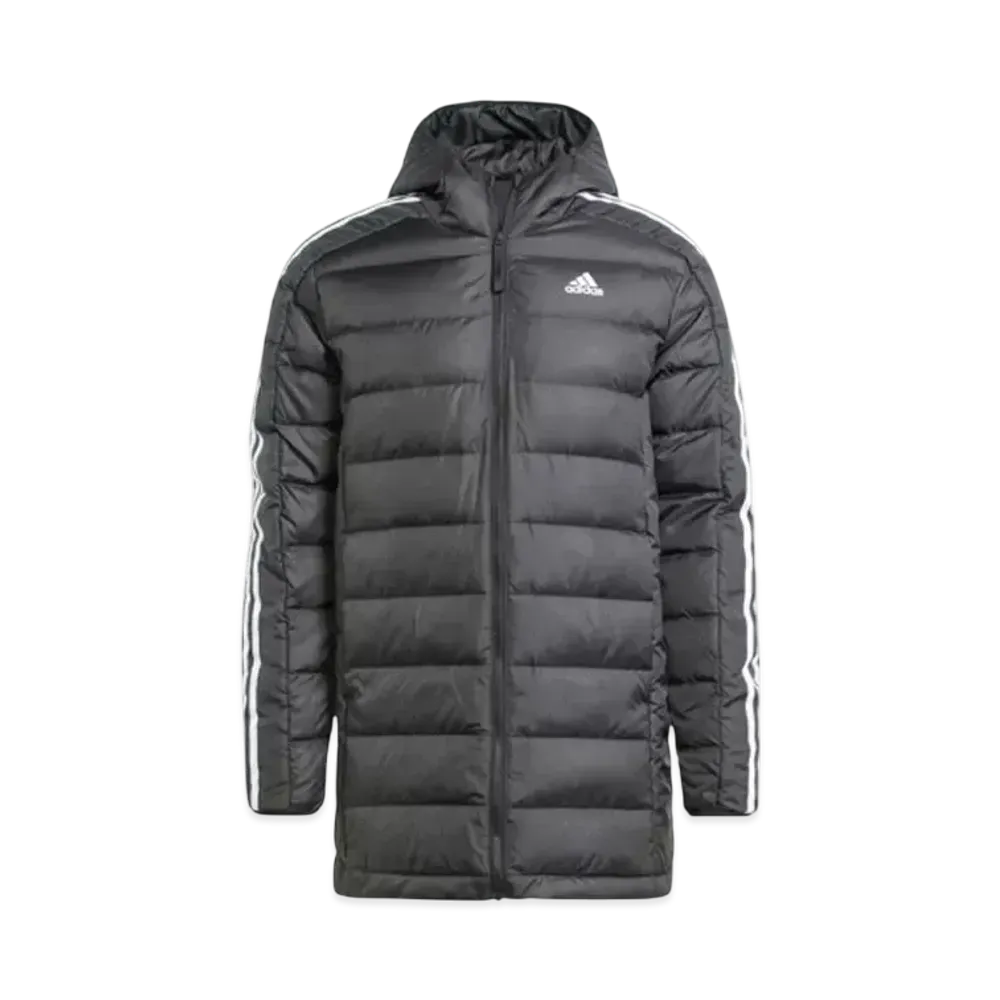 adidas Essentials Three Stripes Light Down Hooded Jacket "Black"