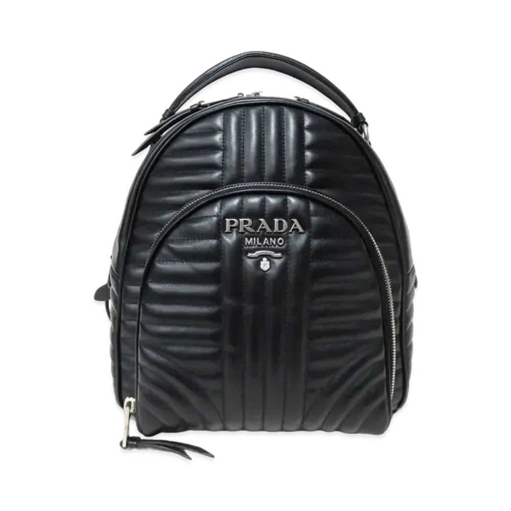 PRADA Diagramme Leather Backpack "Black"