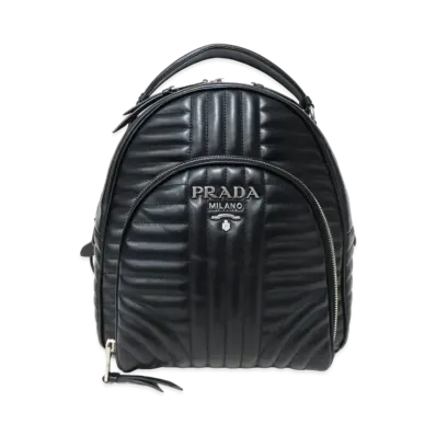 PRADA Diagramme Leather Backpack "Black"