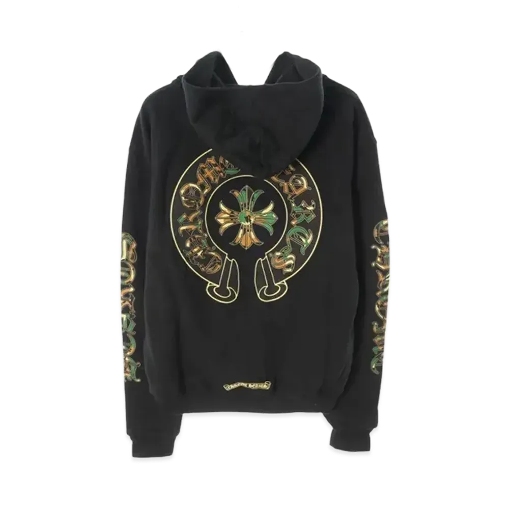 Chrome Hearts Camouflage Horseshoe Back Print Zip Hoodie "Black"