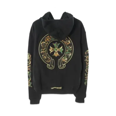 Chrome Hearts Camouflage Horseshoe Back Print Zip Hoodie "Black"