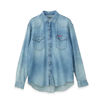 HYSTERIC GLAMOUR Hysteric Store Embroidered Western Denim Shirt "Light Indigo Blue"