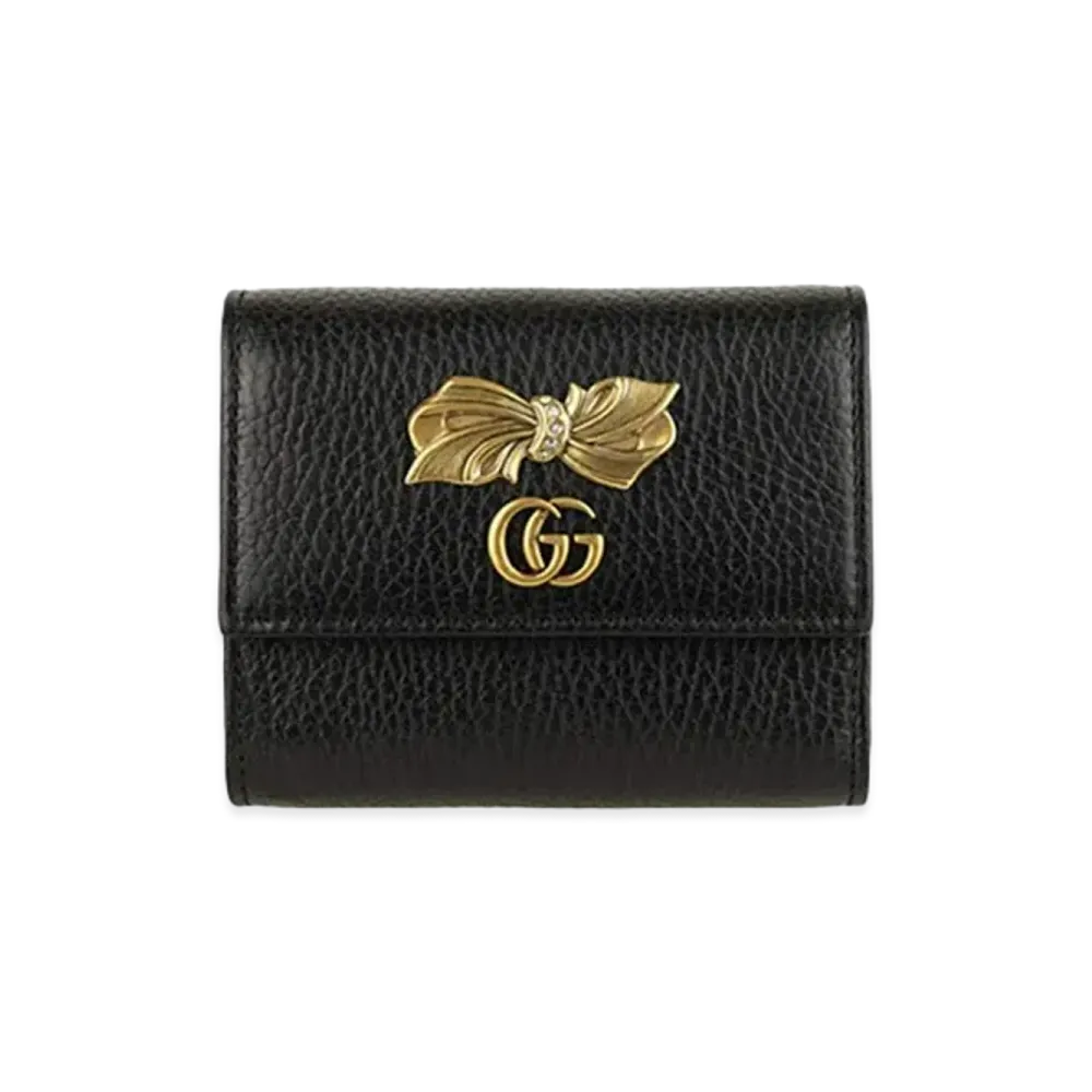 GUCCI Ribbon Leather Wallet "Black"