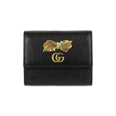 GUCCI Ribbon Leather Wallet "Black"