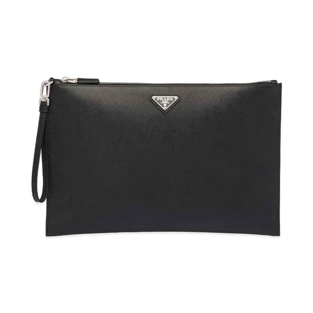 PRADA Pocono Safiano Clutch "Black"