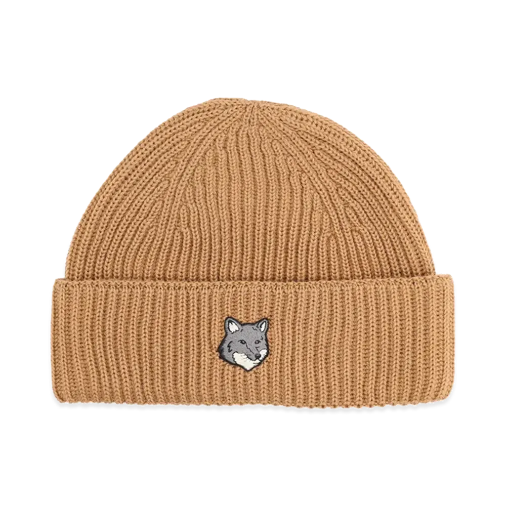 Maison Kitsune Fox Head Large Beanie "Canvas"