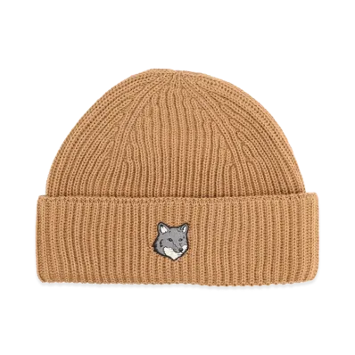 Maison Kitsune Fox Head Large Beanie "Canvas"
