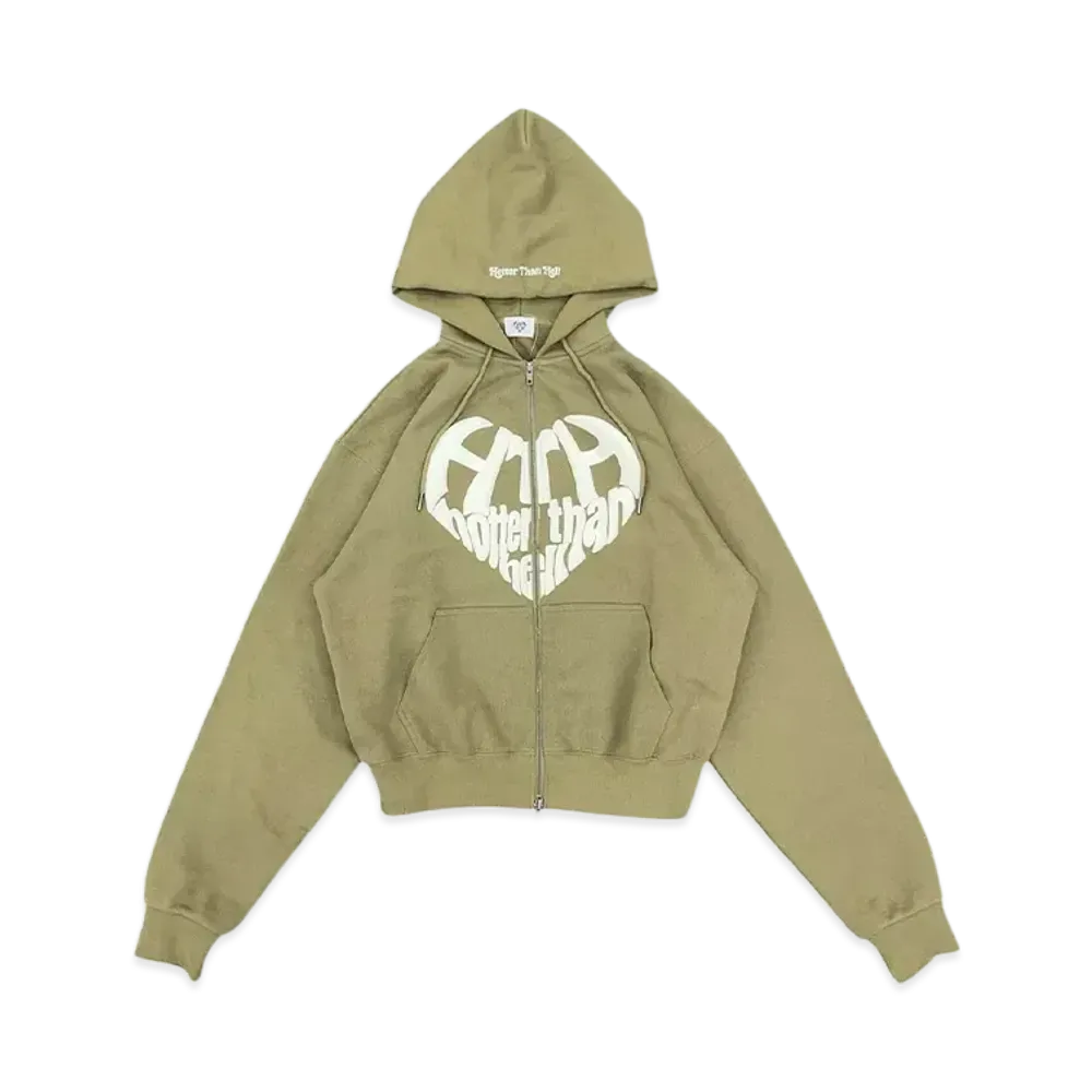 HTH heart logo zip hoodie "KHAKI"
