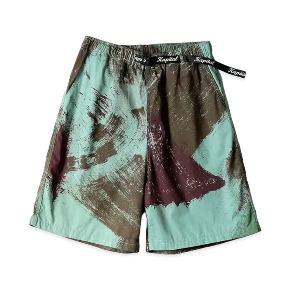 KAPITAL Coma Burberry Brush Camo Easy Shorts "Turquoise"