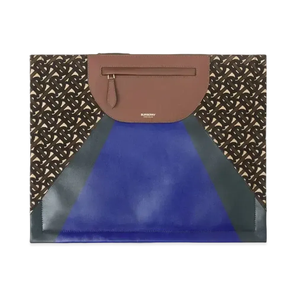 Burberry Monogram Intarsia Leather Olympia Scarf Clutch "Multicolour"