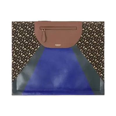 Burberry Monogram Intarsia Leather Olympia Scarf Clutch "Multicolour"