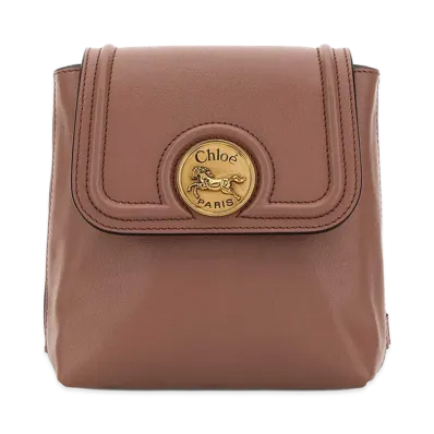 Chloe Women's Leather Horse Medal Backpack "Antiqued Pink"