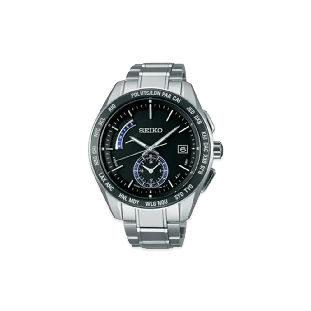 SEIKO Brightz Solar Radio Watch World Time "Black" SAGA179