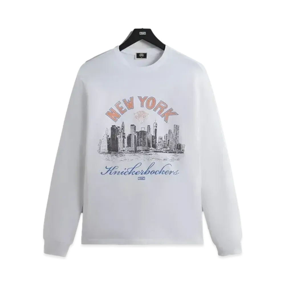 Kith x the New York Knicks Skyline L/S Vintage Tee "White"