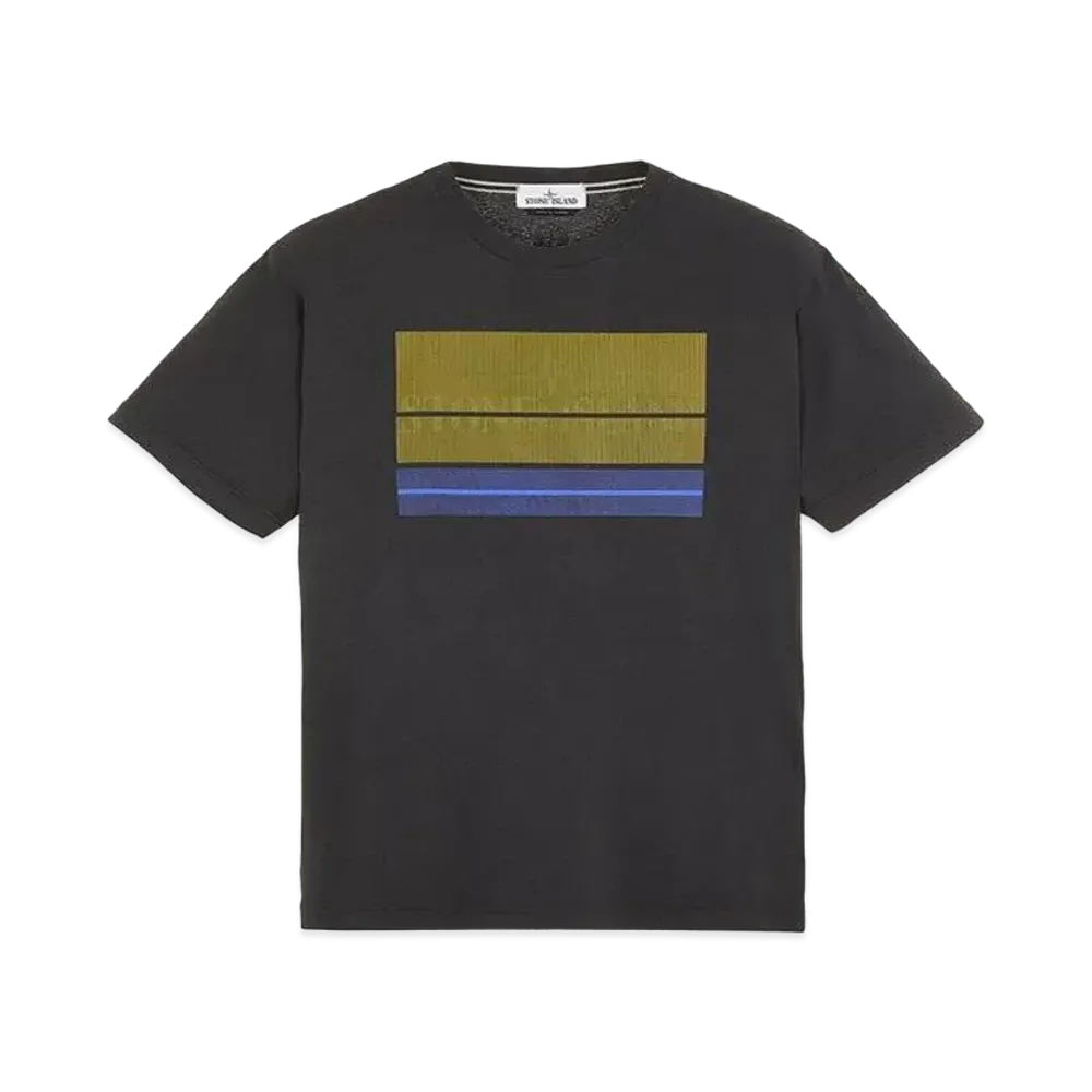 Stone Island 2NS90 COTTON JERSEY, 'LENTICULAR THREE' PRINT_SLIM FIT "Steel Grey"