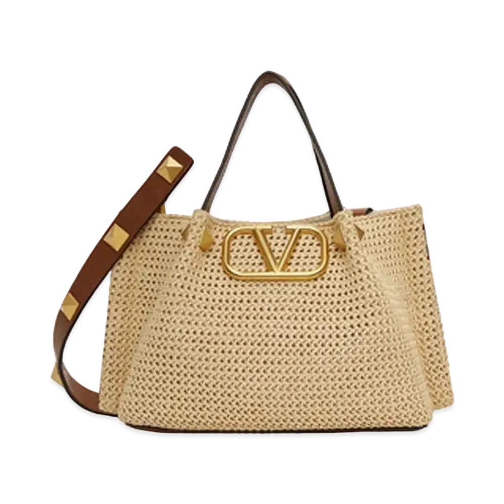 Valentino Summer Tote Straw Small "Natural"