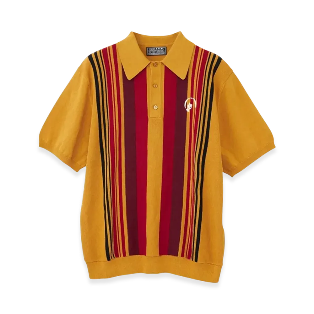 HYSTERIC GLAMOUR Stay Sick Embroidered Polo Collar Sweater "Yellow"