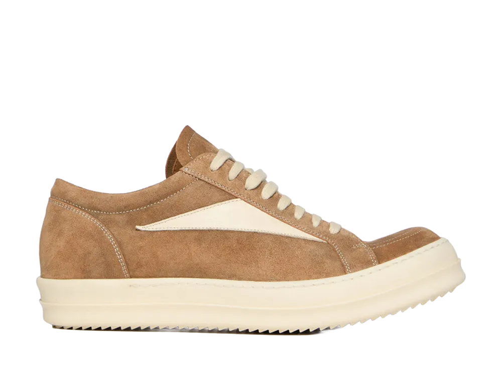 Rick Owens SS26 Vintage Sneaks Suede Leather "Sumi Brown/Milk"