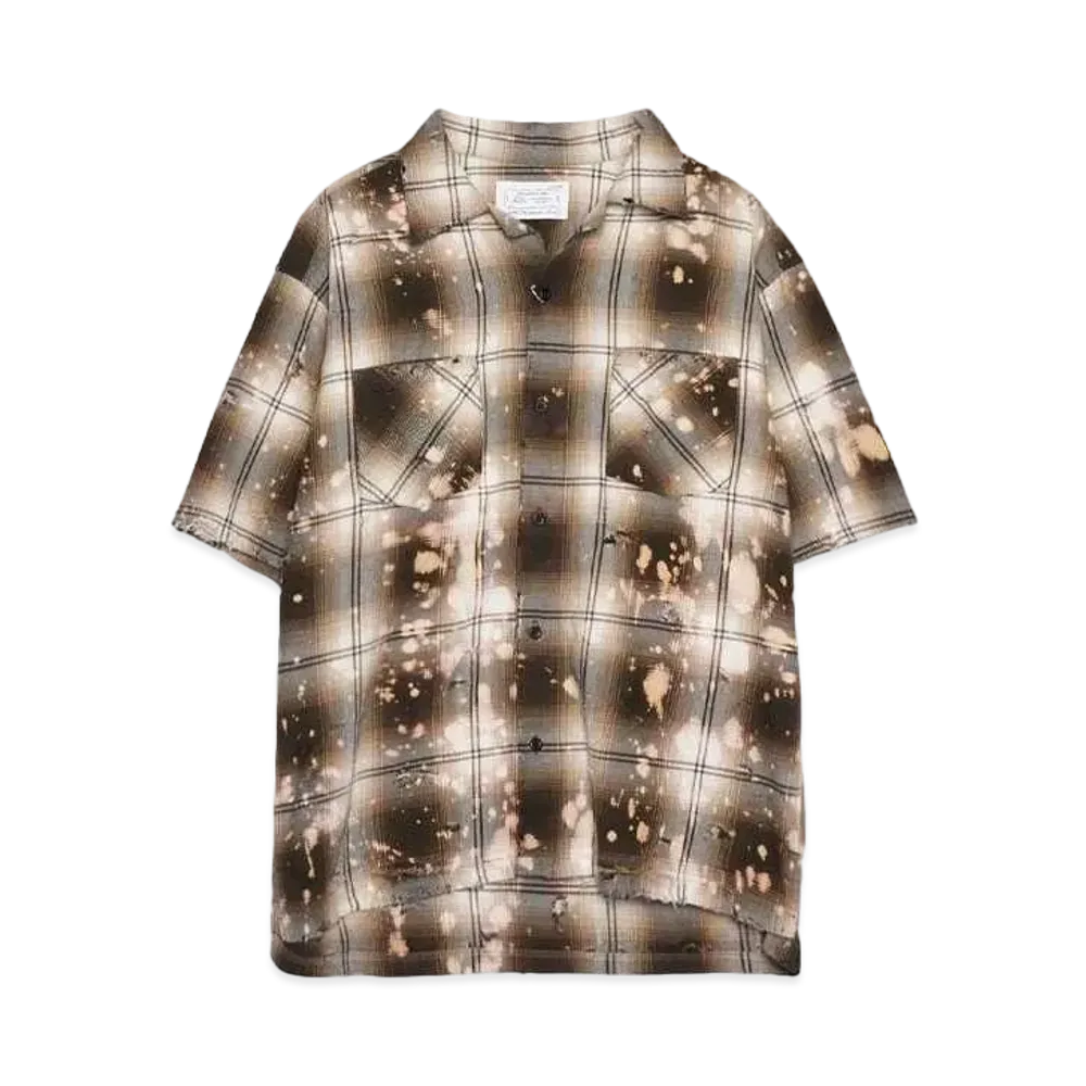 Rafu Bleached&damaged S/S shirt "BROWN"