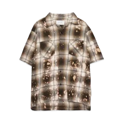 Rafu Bleached&damaged S/S shirt "BROWN"
