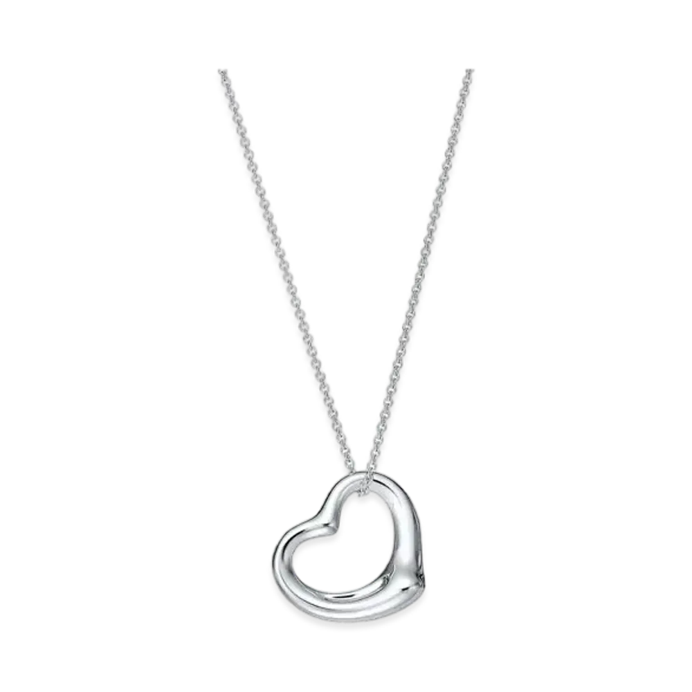 Tiffany & Co. Elsa Peretti Open Heart Pendant 18" Chain + 27mm "Sterling Silver"