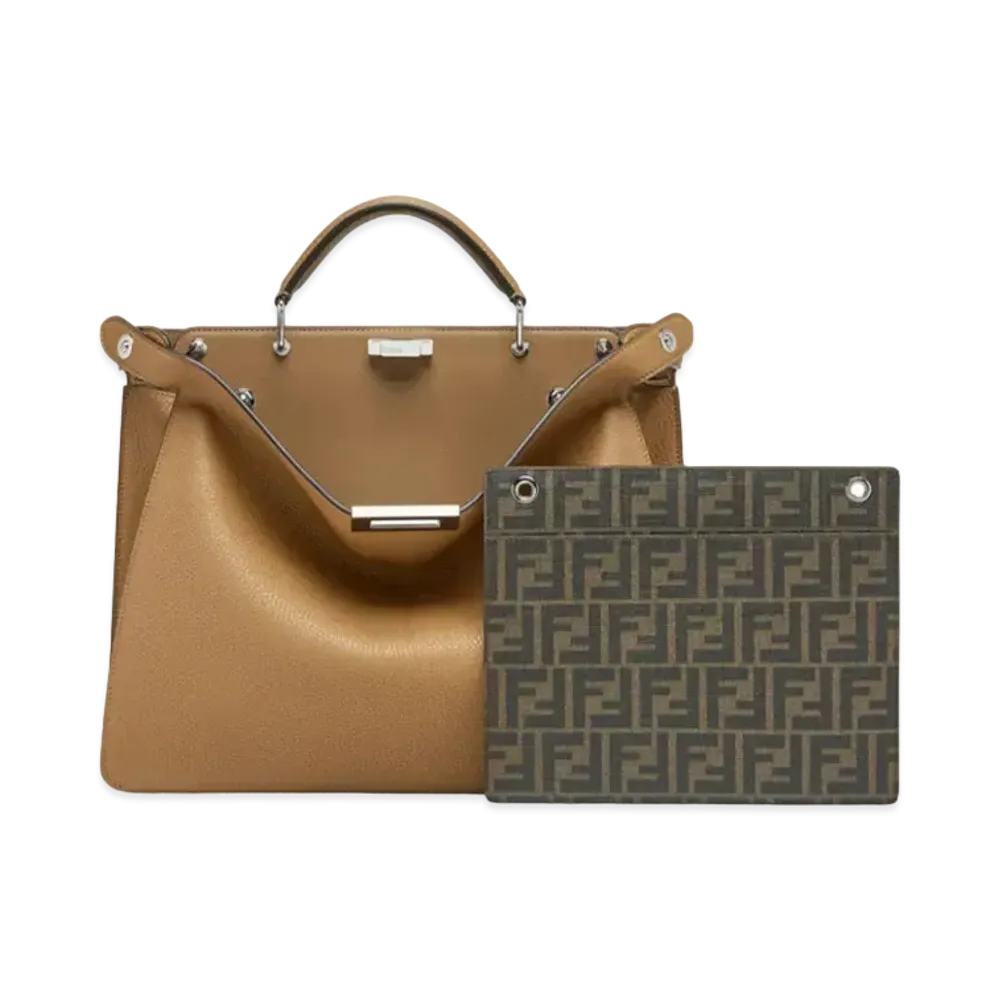 FENDI Peekaboo I See U Medium Leather Bag "Beige"
