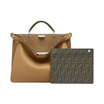 FENDI Peekaboo I See U Medium Leather Bag "Beige"