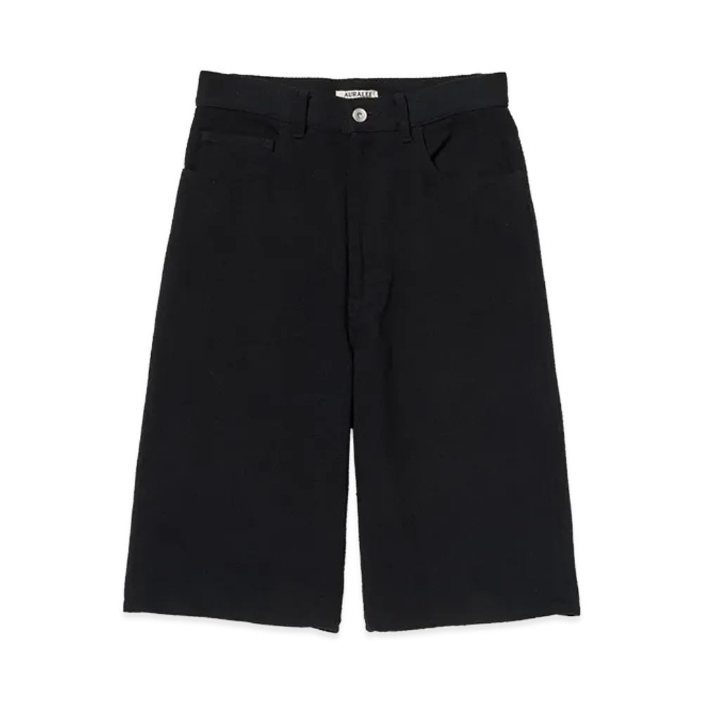 AURALEE Women's Silk Nep Denim 5P Wide Shorts "Black"