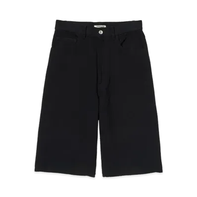 AURALEE Women's Silk Nep Denim 5P Wide Shorts "Black"
