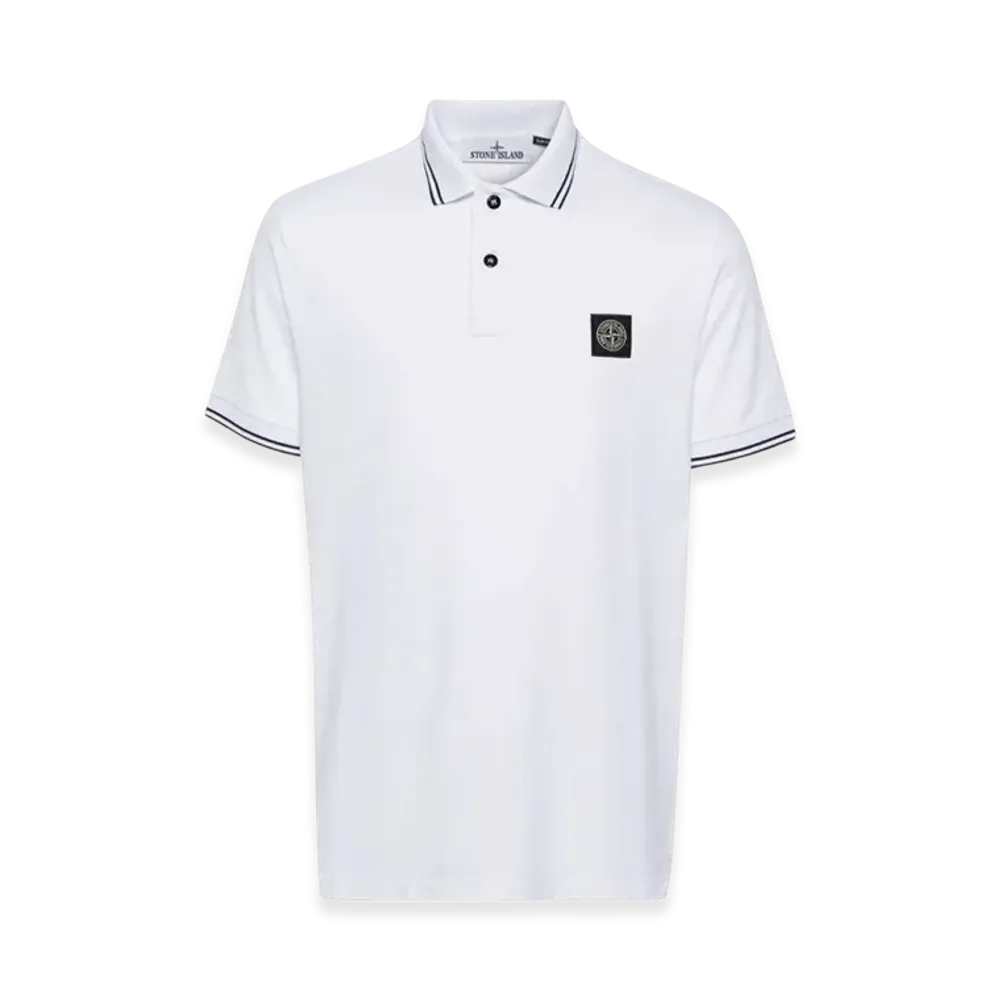 Stone Island 2SC18 Stretch Cotton Pique Short Sleeve Polo Shirt - 24SS "White"