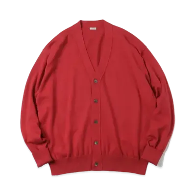 A.PRESSE Cotton Knit Cardigan "Red"